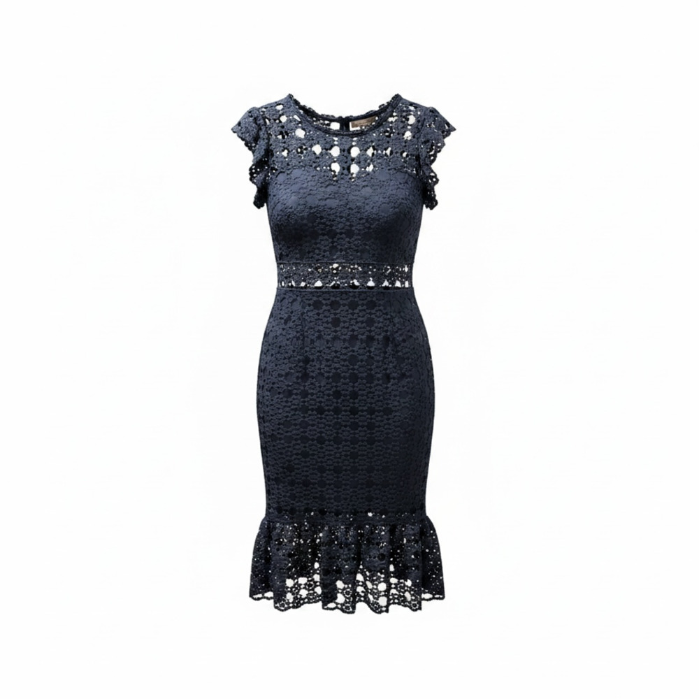 Petal and Pup Women's Lauren Lace Overlay Dress Navy Blue Midi